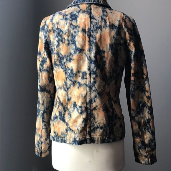 ROMABLUE Vintage Look Bleach Tie Dye Denim Jacket Blue Orange Women’s Size Large - Picture 13 of 13